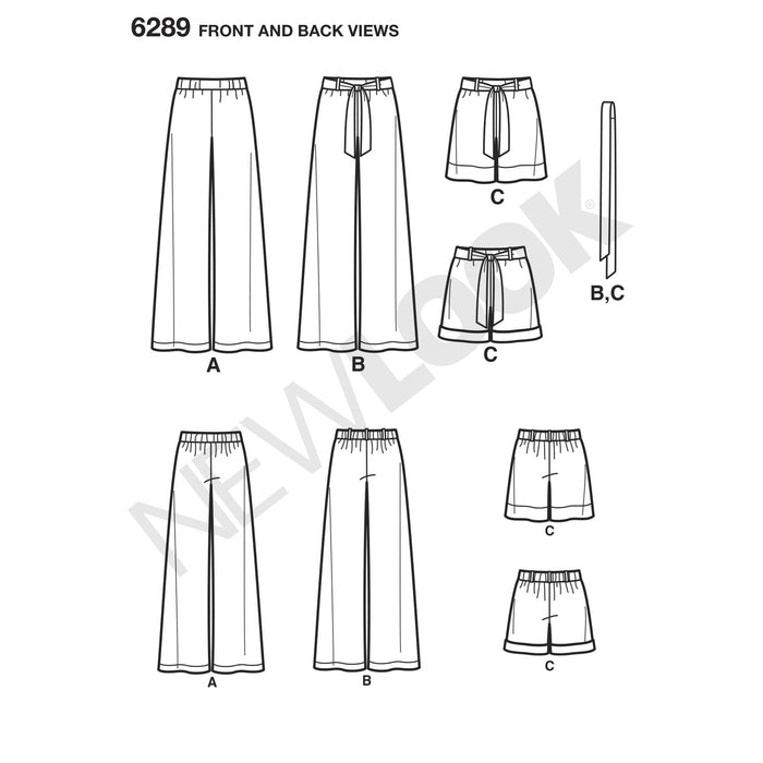 New Look pattern 6289 Misses' Trousers or Shorts from Jaycotts Sewing Supplies