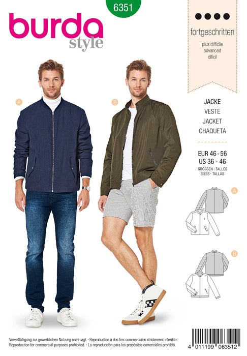 BD6351 Men's jacket sewing pattern from Jaycotts Sewing Supplies