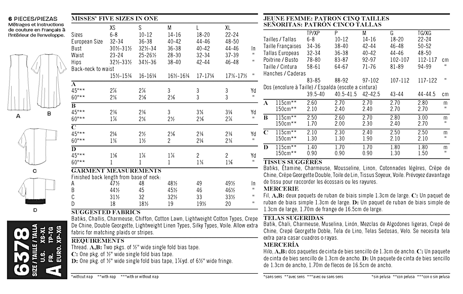 NL6378 Misses' Easy Kimonos with Length Variations from Jaycotts Sewing Supplies