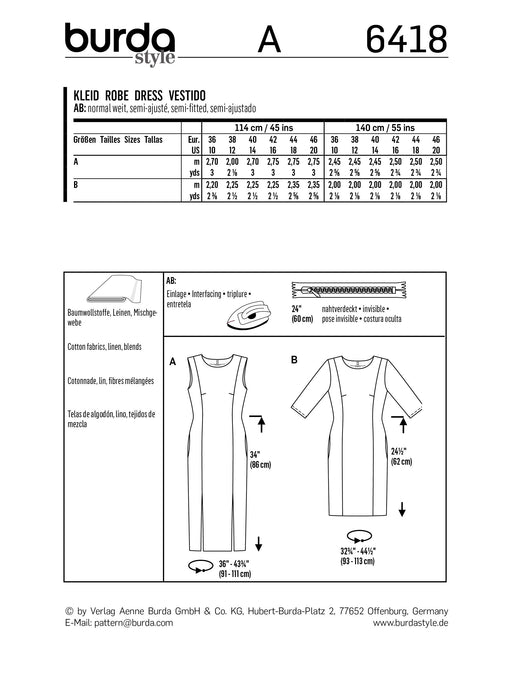 BD6418 Women's Feminine Dresses Pattern from Jaycotts Sewing Supplies