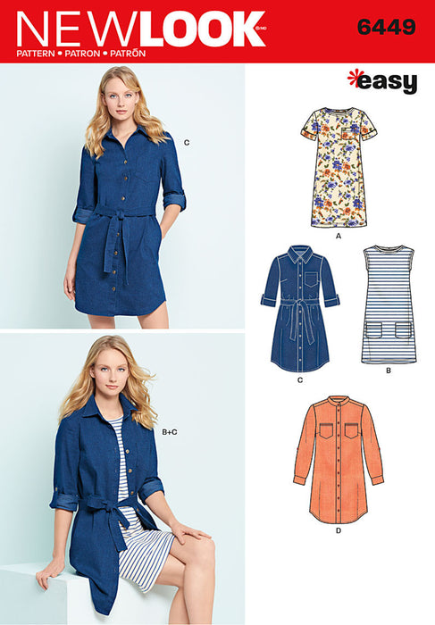 NL6449 Misses' Easy Shirt Dress and Knit Dress from Jaycotts Sewing Supplies