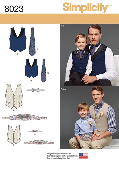 Simplicity Pattern 8023 Boy's and men's special occasion accessories from Jaycotts Sewing Supplies