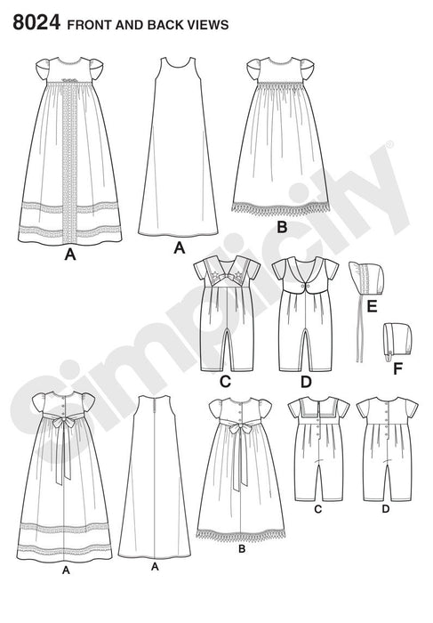 Simplicity Pattern 8024 classic christening gowns from Jaycotts Sewing Supplies