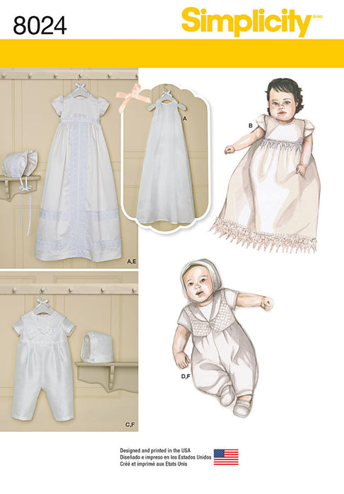 Simplicity Pattern 8024 classic christening gowns from Jaycotts Sewing Supplies