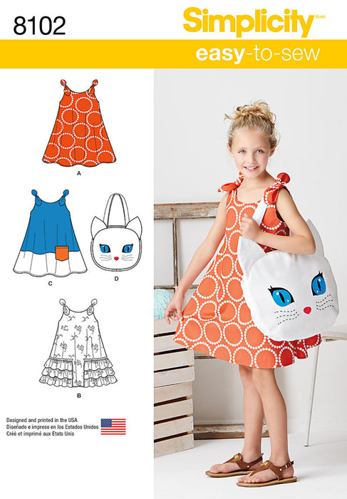 Simplicity Pattern 8102 Childs Sundress and tote bag from Jaycotts Sewing Supplies