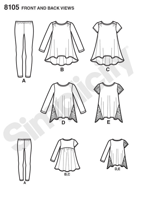 Simplicity Pattern 8105 Easy-to-Sew knit tunic + leggings from Jaycotts Sewing Supplies