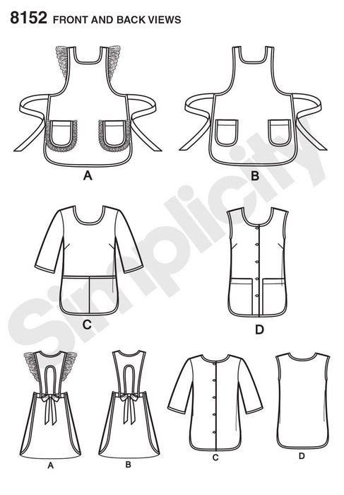 Simplicity Pattern 8152 aprons from the 1970's from Jaycotts Sewing Supplies