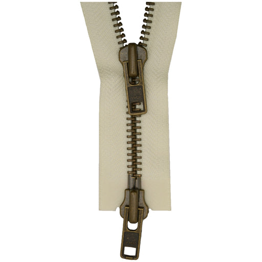 YKK Open End Zip - TWO WAY METAL - 502 Cream from Jaycotts Sewing Supplies