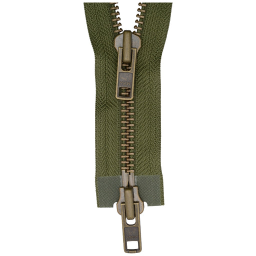 YKK Open End Zip - TWO WAY METAL - Colour 566 KHAKI from Jaycotts Sewing Supplies