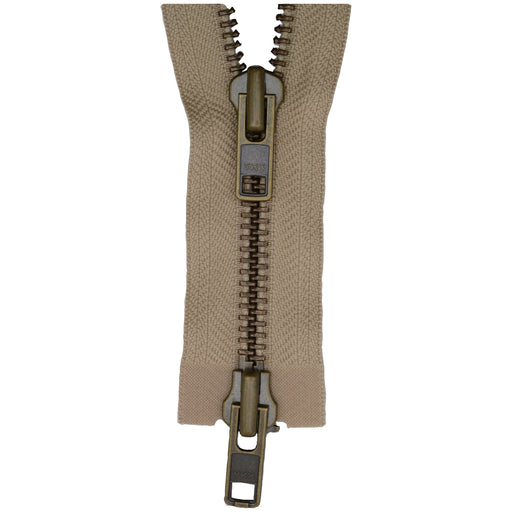 YKK Open End Zip - TWO WAY METAL - Colour 573 Biscuit from Jaycotts Sewing Supplies