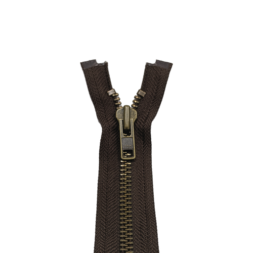 YKK Open End Zip - Heavy Duty, Antique Brass |  570 Brown from Jaycotts Sewing Supplies