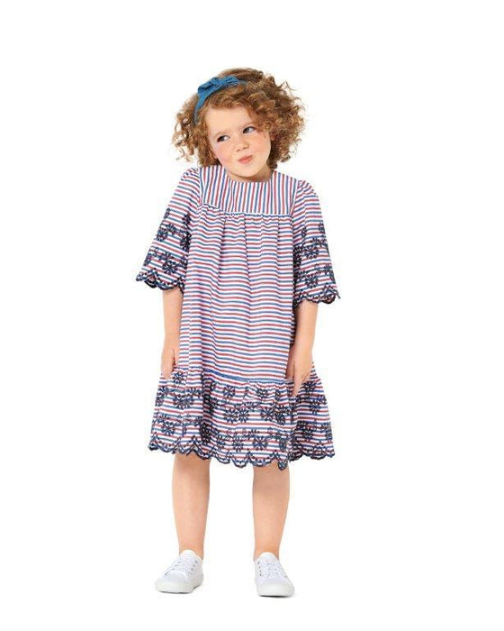 Burda Pattern 9305 Girl's Dress with Yoke – Peter Pan Collar – Hem Frill from Jaycotts Sewing Supplies