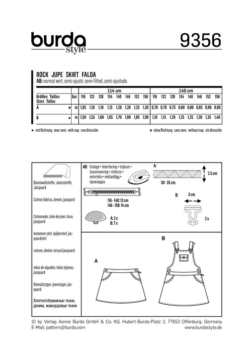 BD9356 Girl/Girl Plus Skirt | Burda style pattern from Jaycotts Sewing Supplies