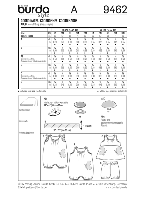 BD9462 Babies' Outfit Pieces | Easy from Jaycotts Sewing Supplies