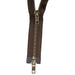 YKK Antique Brass Two Way Open End Zip, BROWN from Jaycotts Sewing Supplies