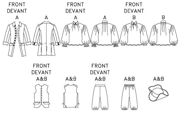 B3072 Men's Colonial Costume from Jaycotts Sewing Supplies