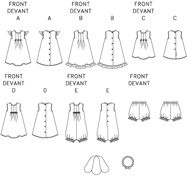 B3405 Infants' Dress, Top, Romper, Panties, Hat & Headband from Jaycotts Sewing Supplies
