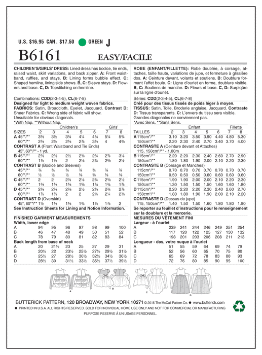 B6161 Childrens' / Girls' Dress from Jaycotts Sewing Supplies