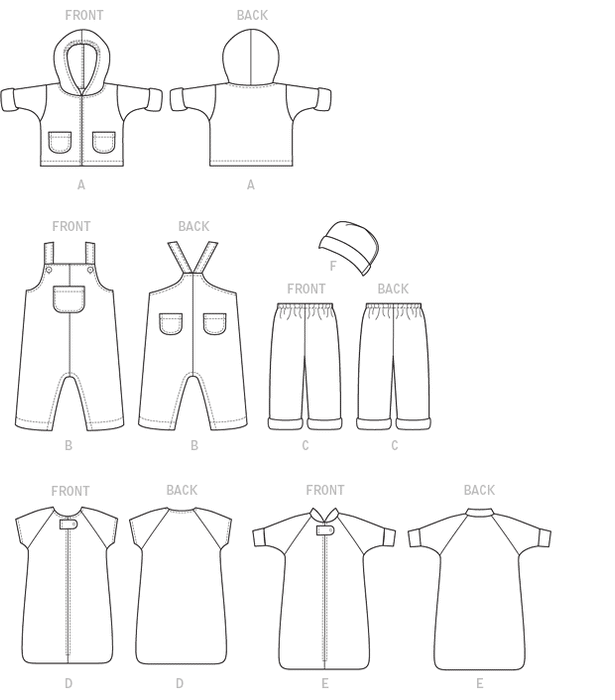 B6238 Infants' Jacket, Overalls, Pants, Bunting and Hat from Jaycotts Sewing Supplies