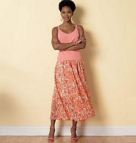 B6326 Misses' Raised-Waist or Elastic-Waist Skirts from Jaycotts Sewing Supplies