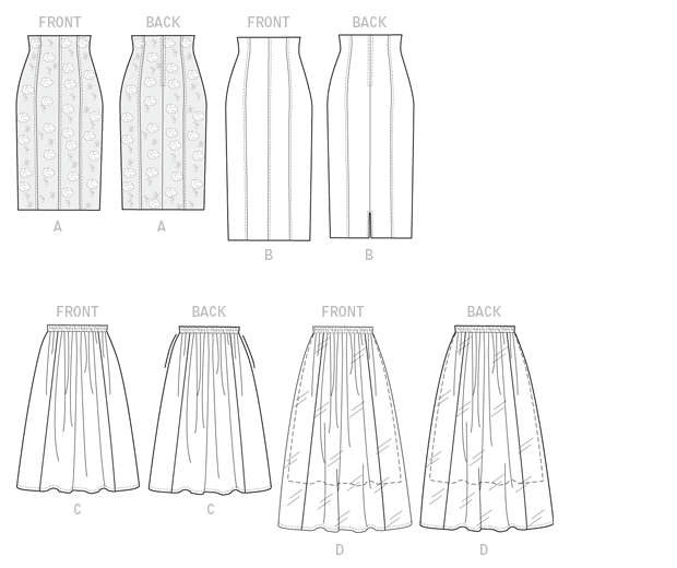 B6326 Misses' Raised-Waist or Elastic-Waist Skirts from Jaycotts Sewing Supplies