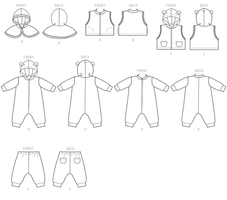 B6372 Infants' Cape, Vest, Buntings and Pull-On Pants from Jaycotts Sewing Supplies