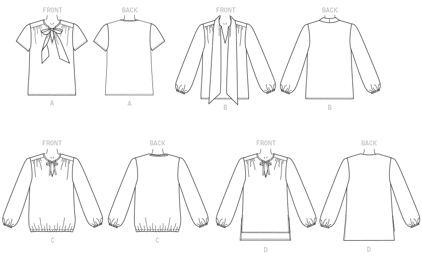 B6378 Misses' Gathered Tops and Tunics with Neck Ties from Jaycotts Sewing Supplies