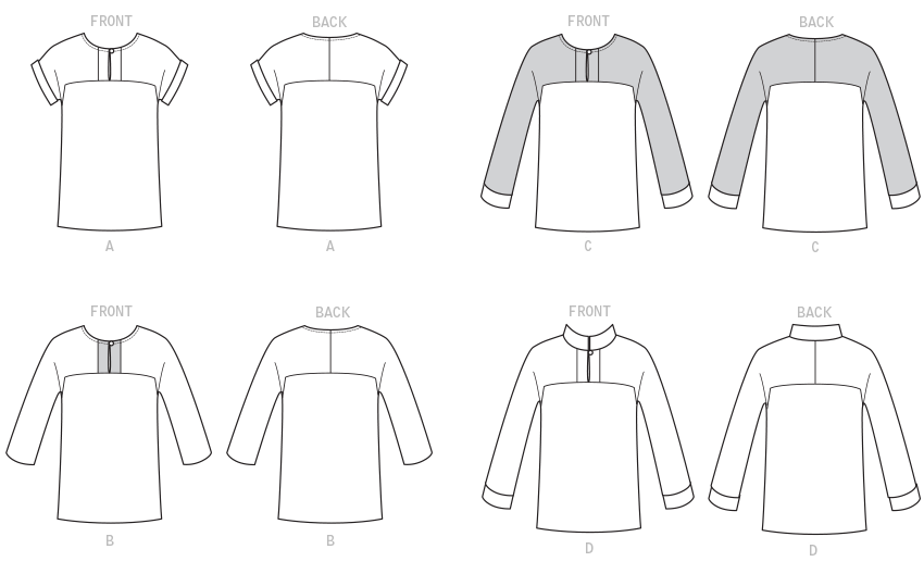 B6416 Misses' Button-Closure Tunics with Yokes from Jaycotts Sewing Supplies