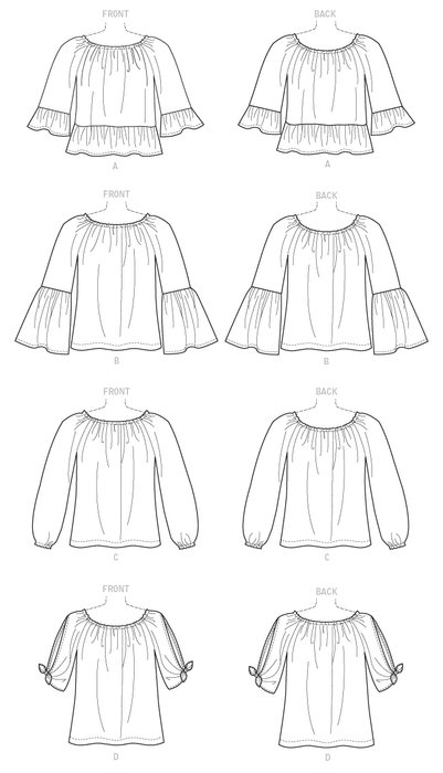 B6455 Misses' Gathered, Raglan Sleeve Tops from Jaycotts Sewing Supplies