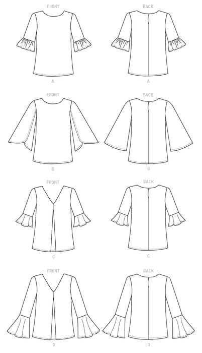 B6456 Misses' Tulip or Ruffle Sleeve Tops from Jaycotts Sewing Supplies