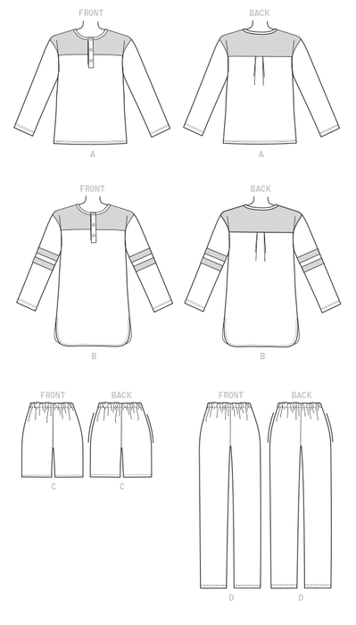 B6531 Top, Tunic, Shorts and Pants | Adults / Children from Jaycotts Sewing Supplies