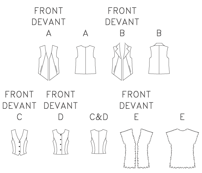 Butterick Sewing Pattern 6745 Misses' Waistcoats from Jaycotts Sewing Supplies