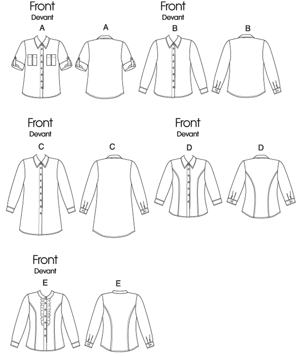 Butterick Sewing Pattern 6747 Misses' Shirts from Jaycotts Sewing Supplies
