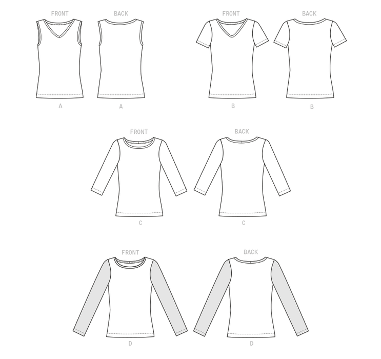 Butterick sewing pattern 6848 Misses' T-Shirts and Tank Top from Jaycotts Sewing Supplies