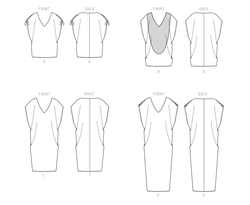 Butterick sewing pattern 6853 V-Neck Pullover Tunic and Dresses from Jaycotts Sewing Supplies