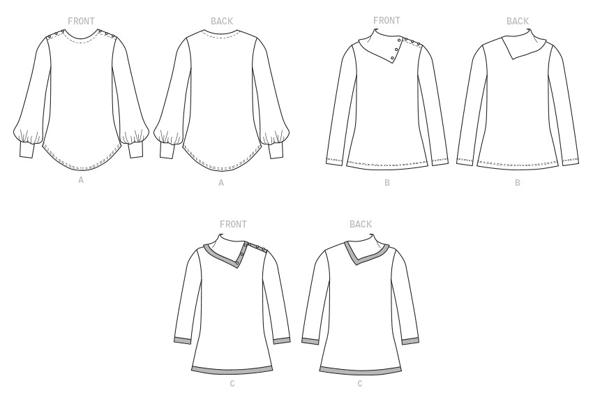 Butterick sewing pattern 6857 Misses' Top from Jaycotts Sewing Supplies