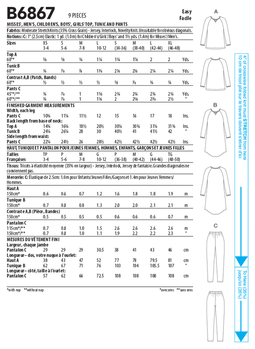Butterick sewing pattern 6867 Unisex Sleepwear from Jaycotts Sewing Supplies