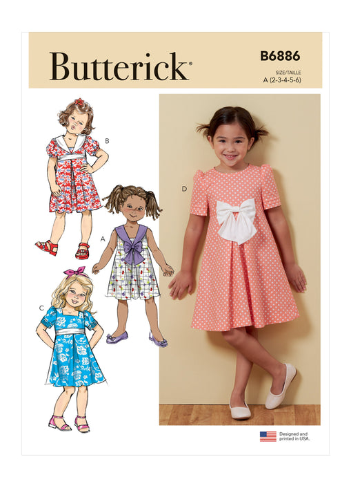 Butterick 6886 Children's Dress sewing pattern from Jaycotts Sewing Supplies