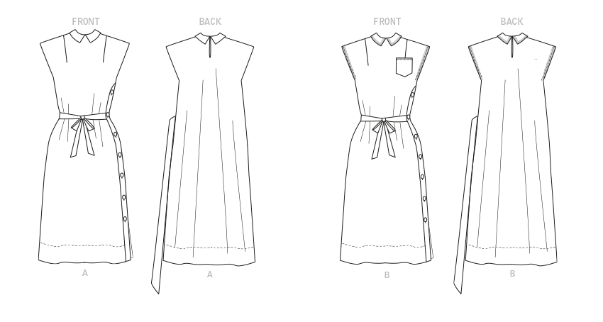 Butterick sewing pattern 6889 Fifties side buttoning Dress from Jaycotts Sewing Supplies