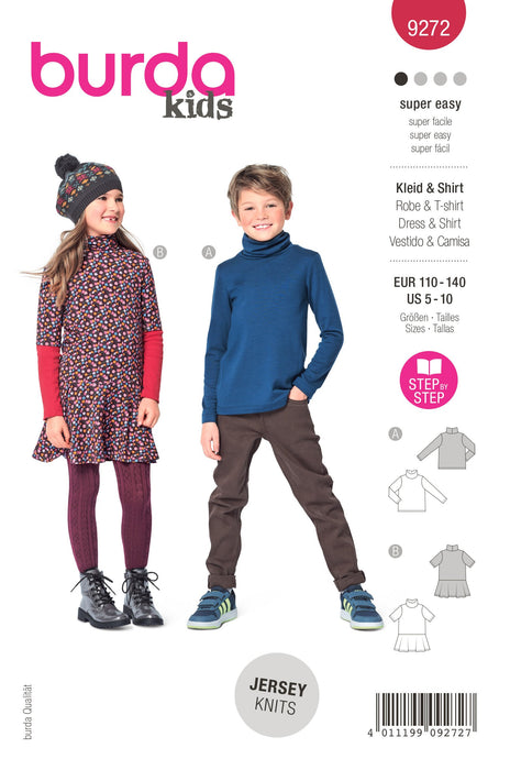 Burda Sewing Pattern 9272 Children's Top, Dress from Jaycotts Sewing Supplies