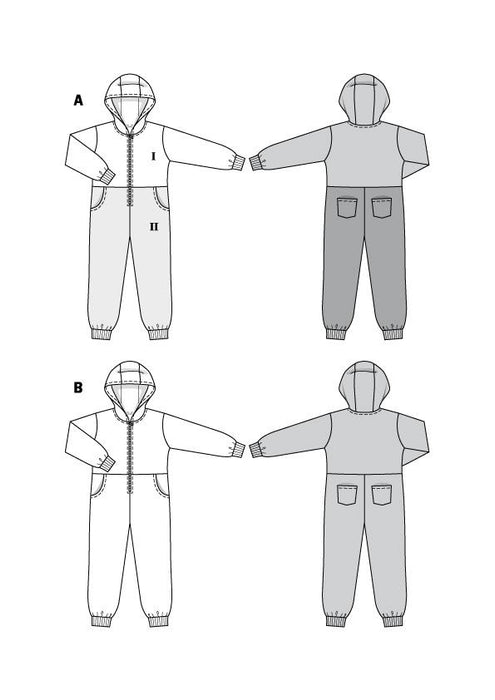 Burda Sewing Pattern 9275 Children's Hooded Jumpsuit and Onesie from Jaycotts Sewing Supplies