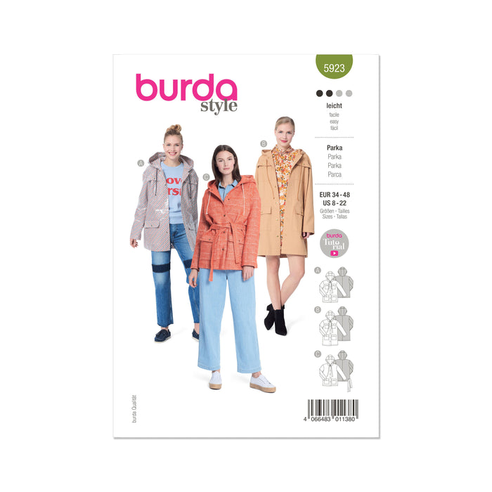 Burda Style Sewing Pattern 5923 Misses' Parka from Jaycotts Sewing Supplies