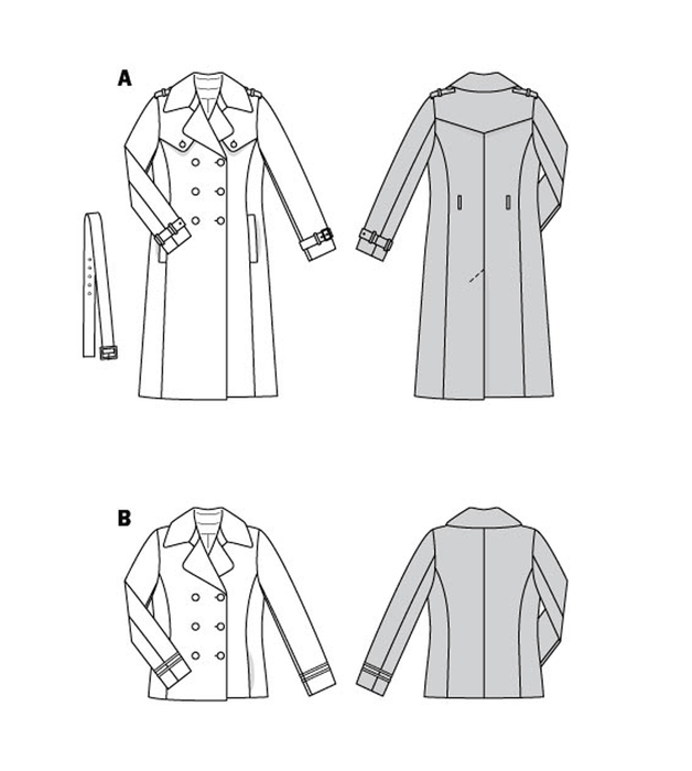 Burda Sewing Pattern 5984 Misses' Caban Jacket and Trench Coat from Jaycotts Sewing Supplies
