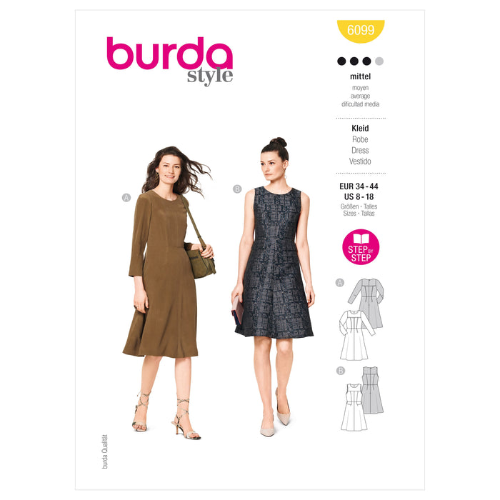 Burda Sewing Pattern 6099 Dress from Jaycotts Sewing Supplies