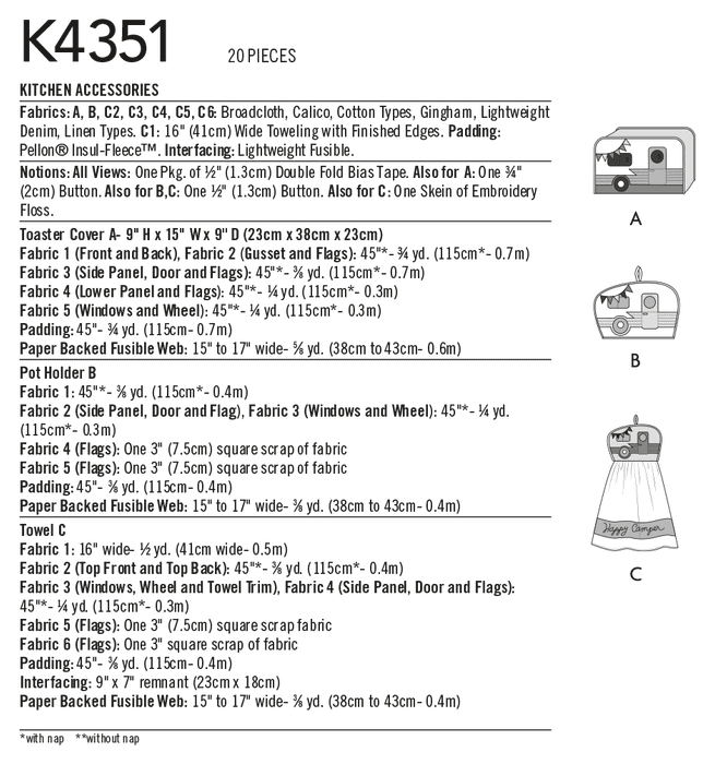 Kwik Sew 4351 Kitchen Accessories Sewing Pattern from Jaycotts Sewing Supplies