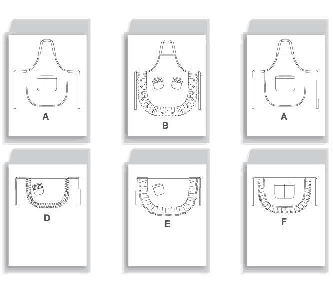 M5284 Aprons by 6 Great Looks One Easy Pattern from Jaycotts Sewing Supplies