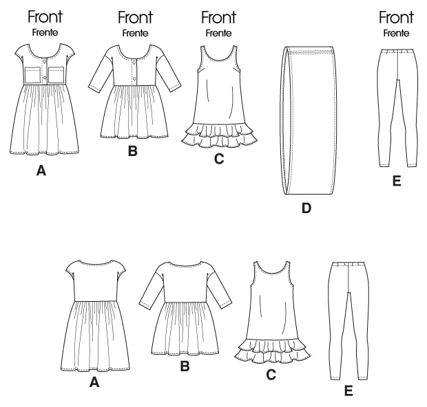 M6275 Girls' Dresses, Scarf & Leggings from Jaycotts Sewing Supplies
