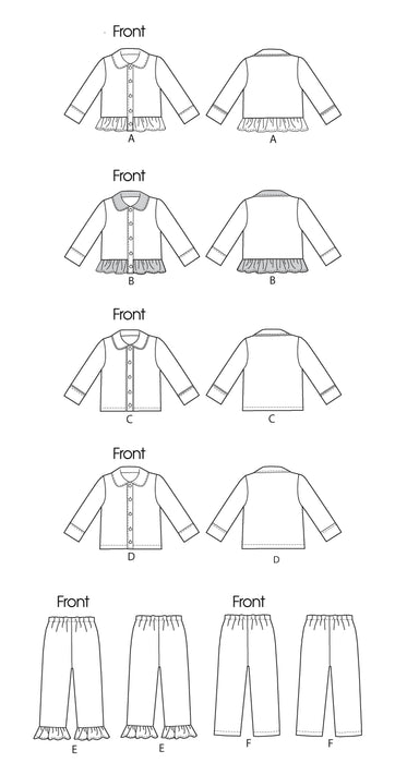 M6458 Kid's Pyjama Tops & Pants from Jaycotts Sewing Supplies