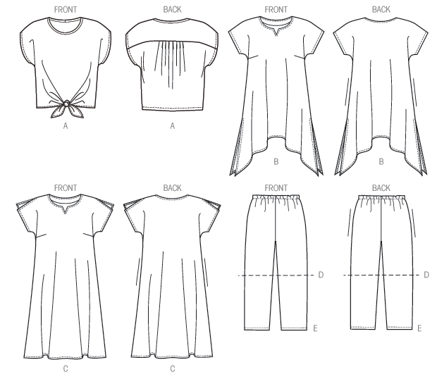M6971 Women's Top, Tunic, Dress, Shorts & Pants | Easy from Jaycotts Sewing Supplies