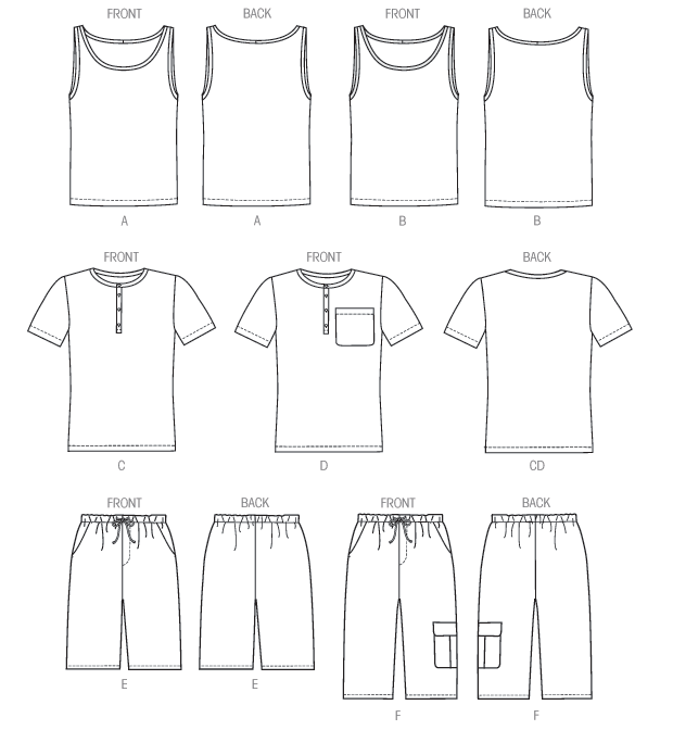 M6973 Men's Tank Tops, T-Shirts & Shorts from Jaycotts Sewing Supplies